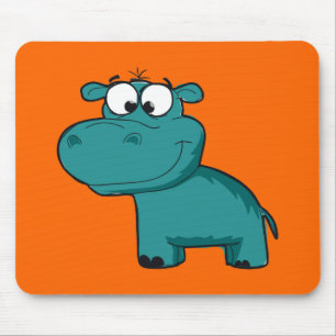 Blue Happy Hippo Mousepad
