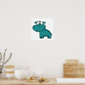 Blue Happy Hippo Poster (Küche)