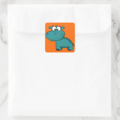 Blue Happy Hippo Quadratischer Aufkleber (Tasche)
