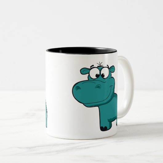 Blue Happy Hippo Zweifarbige Tasse (VorderseiteRechts)