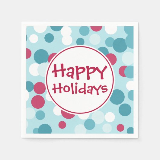 Blue Happy Holidays Napkins Serviette (Vorderseite)