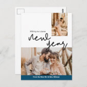 Blue Happy New Year New Week Neuigkeiten Mr. und M Postkarte (Vorne/Hinten)