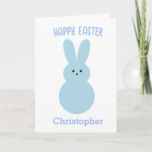 Blue Happy Oaster Bunny Card Karte (Vorderseite)