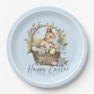 Blue Happy Oaster Bunny Pappteller