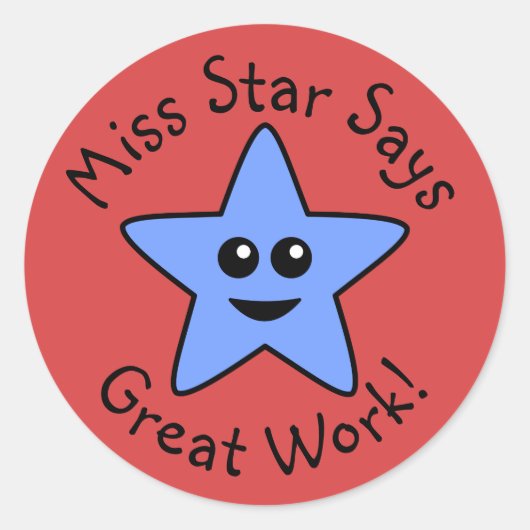 Blue Happy Star Great Work Stickers (Vorderseite)