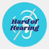 Blue Hard Hearing Support Runder Aufkleber (Vorderseite)