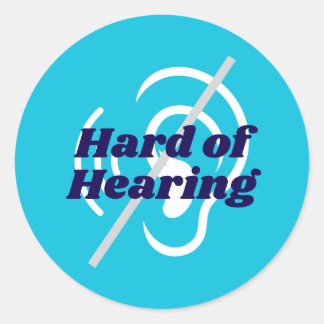 Blue Hard Hearing Support Runder Aufkleber