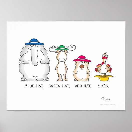 BLUE HAT, GREEN HAT, OOPS Poster von Sandra Boynto (Vorne)