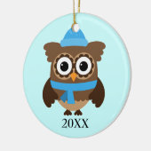 Blue Hat Owl mit Blue Scarf Ornament (Links)