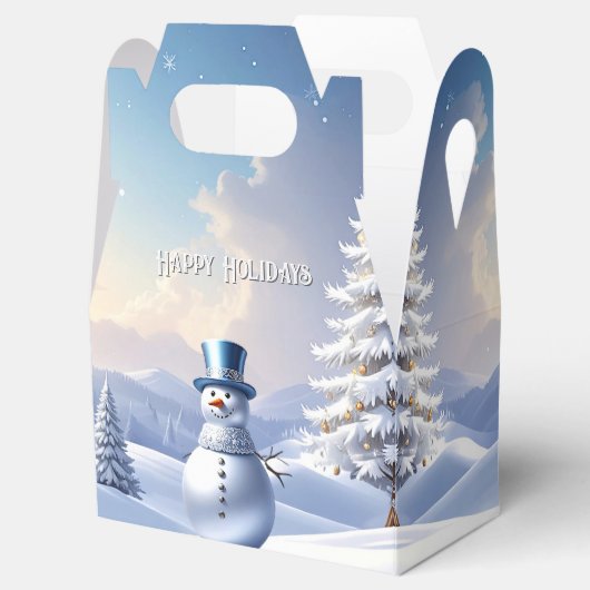 Blue Hat Snowman Christmas Tree Holiday Favor Box Geschenkschachtel (Geöffnet)