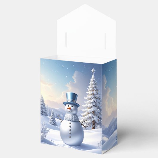 Blue Hat Snowman Christmas Tree Holiday Favor Box Geschenkschachtel (Geöffnet)