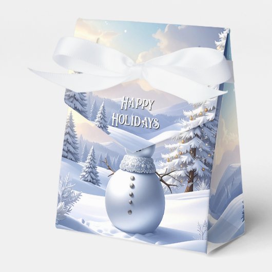 Blue Hat Snowman Christmas Tree Holiday Favor Box Geschenkschachtel (Vorderseite)