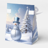Blue Hat Snowman Christmas Tree Holiday Favor Box Geschenkschachtel (Rückseite)