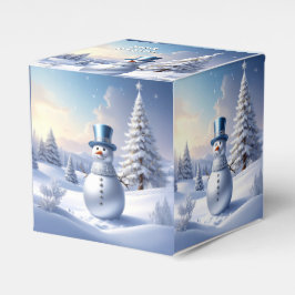 Blue Hat Snowman Christmas Tree Holiday Favor Box Geschenkschachtel