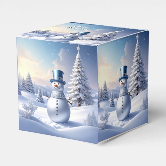Blue Hat Snowman Christmas Tree Holiday Favor Box Geschenkschachtel (Vorderseite)