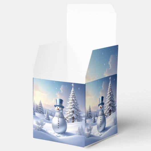 Blue Hat Snowman Christmas Tree Holiday Favor Box Geschenkschachtel (Geöffnet)