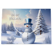 Blue Hat Snowman Christmas Tree Holiday Gift Bag Große Geschenktüte (Vorderseite)
