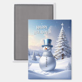 Blue Hat Snowman Christmas Tree Holiday Magnet (Vorderseite/Rückseite)