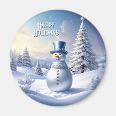 Blue Hat Snowman Christmas Tree Holiday Magnet (Vorne)