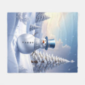Blue Hat Snowman Fleece Blanket (Vorderseite (Horizontal))