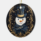 Blue Hat Snowman Gold Decorative Ornament (Links)
