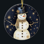 Blue Hat Snowman Ornament<br><div class="desc">Beautiful Blue Hat Snowman Ornament</div>