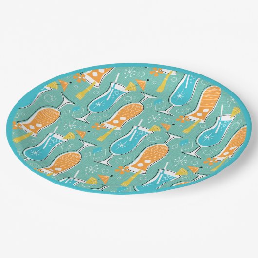 Blue Hawaii and Tropical Itch - Bg Turquoise Pappteller (Schrägansicht)