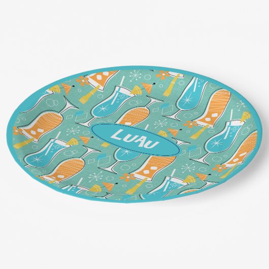 Blue Hawaii and Tropical Itch - Bg Turquoise Pappteller (Schrägansicht)