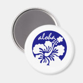 Blue Hawaii Blume Magnet (Vorderseite/Rückseite)