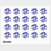 Blue Hawaii Blume Runder Aufkleber (Blatt)