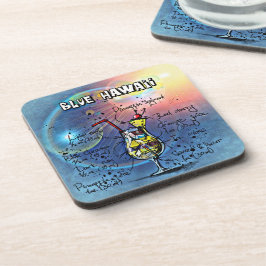 Blue Hawaii Cocktail (#1 von 12 Sets mit Rezept fü Getränkeuntersetzer