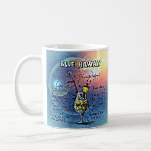Blue Hawaii Cocktail (#1 von 12 Sets mit Rezept fü Kaffeetasse