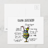 Blue Hawaii Cocktail Rezept Postkarte (Vorne/Hinten)