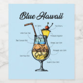 Blue Hawaii Cocktail Rezept Weinetikett (Einzelnes Label)