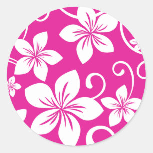 BLUE HAWAII (HOT PINK) KLASSIC ROUND STICKER