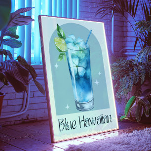 Blue Hawaiian Art Print Cocktail im Bar-Dekor Poster