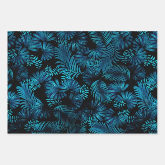 Blue Hawaiian Palms Gift Wrap Geschenkpapier Set (Vorderseite 2)