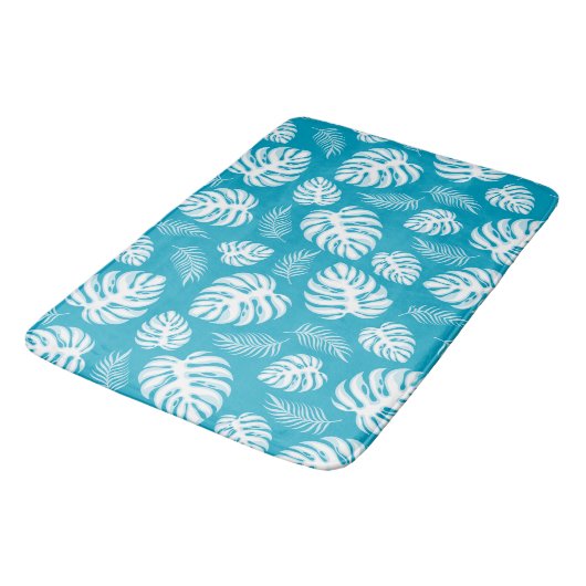 Blue Hawaiian Print Badematte (Schrägansicht)