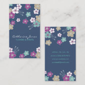 Blue hawaiian violet exotic flowers illustration visitenkarte (Vorne/Hinten)