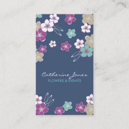 Blue hawaiian violet exotic flowers illustration visitenkarte