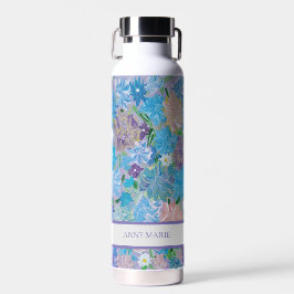 Blue Haza Floral Custom Water Flasche
