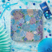 Blue Haze Floral 9" Square Paper Teller (Party)