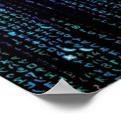 Blue HD Matrix Digital Rain Poster (Ecke)