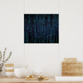 Blue HD Matrix Digital Rain Poster (Küche)