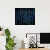 Blue HD Matrix Digital Rain Poster (Heimbüro)
