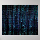 Blue HD Matrix Digital Rain Poster (Vorne)