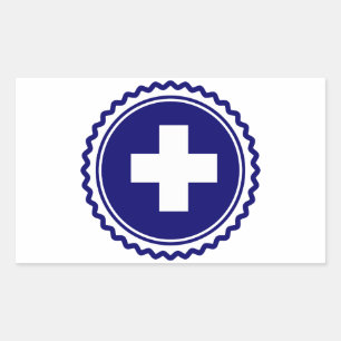 Blue Health Care Cross Rechteckiger Aufkleber
