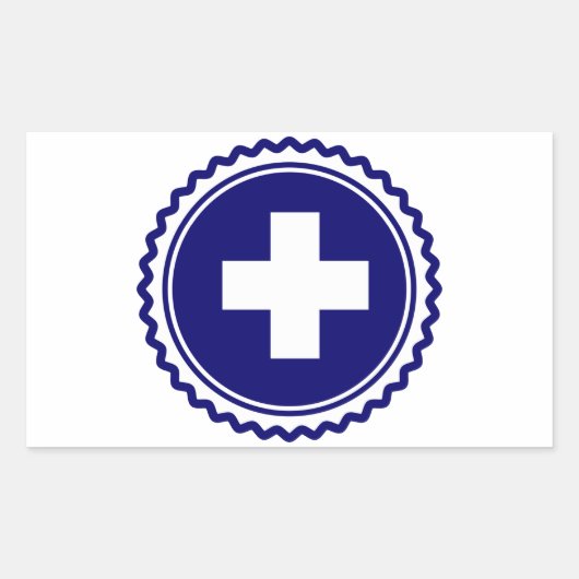 Blue Health Care Cross Rechteckiger Aufkleber (Vorderseite)