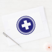 Blue Health Care Cross Rechteckiger Aufkleber (Umschlag)