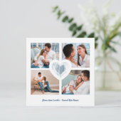 Blue Heart 4 Fotos Verlobung Sitzungsperiode Save The Date (Stehend Vorderseite)